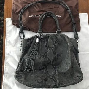 Genuine Leather Python Print Charcoal Hobo Bag👜